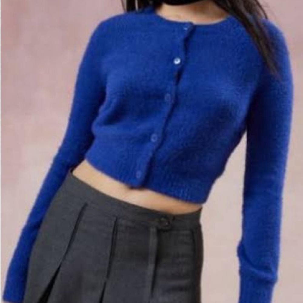 Kimchi Blue Royal Blue Cropped Button-Front Cardigan